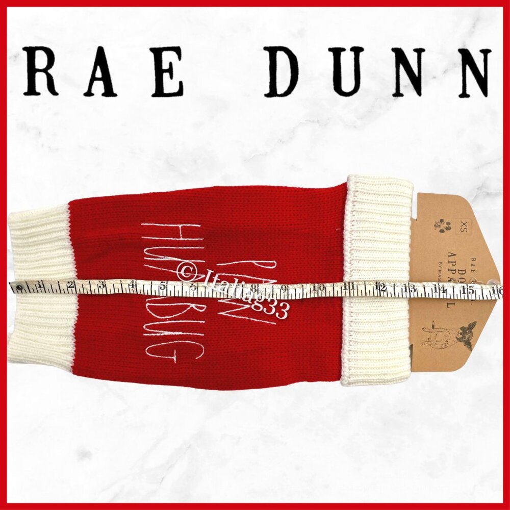 Rae Dunn Dog Sweater PAW HUMBUG Sz XSmall Winter Coat Clothing Red & Cream NEW - Picture 4 of 10